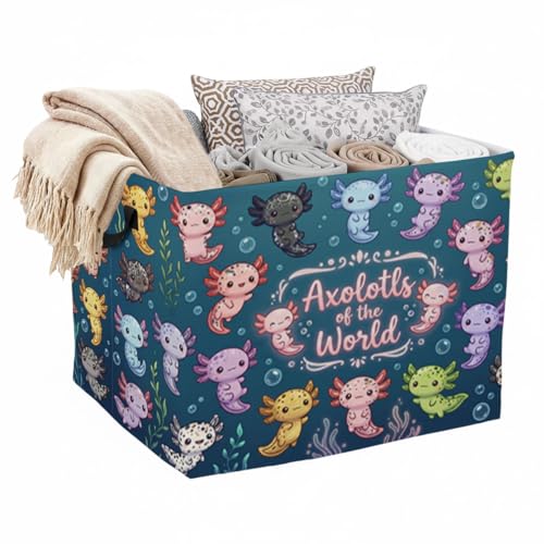 Cartoon Salamander Laundry Hamper, 56L Large Foldable Laundry Basket with Handles, for Family Clothes, Toy Storage Bin, Blankets,Decorative Organizer for Shelves & Closet Home Decor Bedroom & Nursery - color: Cartoon Salamander
