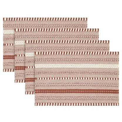 Artoid Mode Caramel Woven Braided Stripe Placemats Set of 4-12x18 Inch - color: Caramel, size: 12" x 18", 4 Pcs