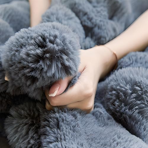 UKELER Soft Faux Fur Throw Blanket 50''x60'' Solid Reversible Shaggy Blanket Plush Thick Fluffy Blankets Throws for Bed, Couch, Sofa, Office, Camping Dark Grey - color: D-dark Grey, size: 50''x60''
