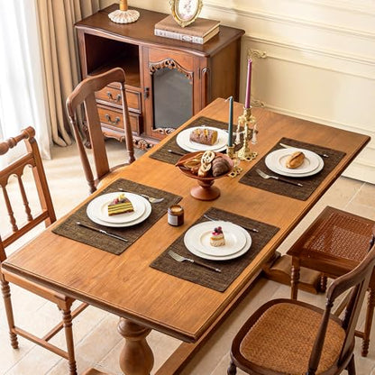 KXN Placemats Set of 4, Durable Dual-Layer Fabric Table Mats, Brown - color: Brown