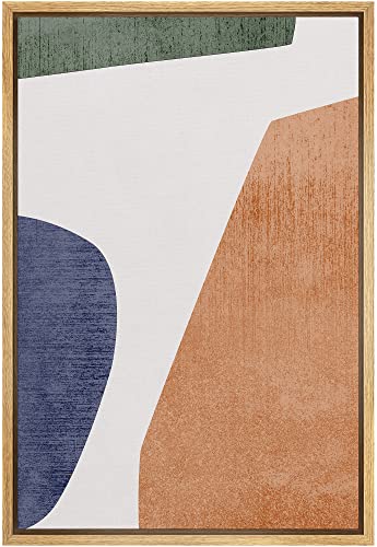 IDEA4WALL Framed Canvas Print Wall Art Mid-Century Colorful Polygon Collage Abstract Shape Illustrations Minimalism Decorative Boho Multicolor Retro for Living Room, Bedroom, Office - 16"x24" Natural - color: A04-2207-yuk31, size: 24"L x 16"W