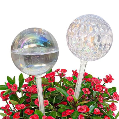 17 Oz 2 Weeks Glass Plant Watering Globes Large for Indoor Outdoor Potted Plants Self Watering Planter Insert Bulbs Water Plants While Away Vacation Devices (Iridescent Large 2-Pack) - color: Iridescent large 2-pack