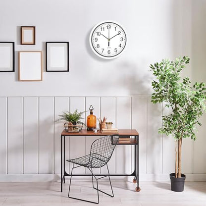 Silent Wall Clock Non Ticking, 6 Inch Wall Clocks Battery Operated, Small Analog Clock for Bedroom Home Office Kitchen Bathroom School, Easy to Read(White) - color: White