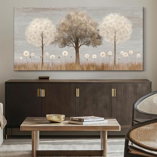 Grey Dandelion Large Wall Art Decor 39"x78" Tree Wall Art For Living Room - color: IU1A, size: 78"L x 39"W