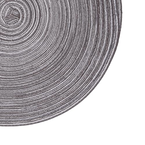 SHACOS Round Placemats Set of 4 Round Braided Placemats 15 inch Cotton Polyester Woven Table Placemats for Dining Table Holiday Party (Black Gray, 4) - color: Black Gray, size: Set of 4