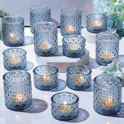 36 Pack Blue Tealight Candle Holders, Glass Votive Candle Holders - color: Blue