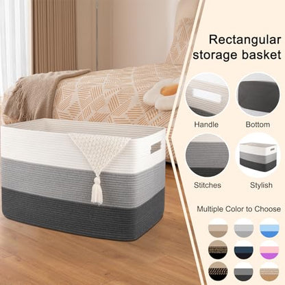 OIAHOMY 108L Extra Large Blanket Basket Dog Toy Basket radient Dark Grey - color: Gradient Dark Grey