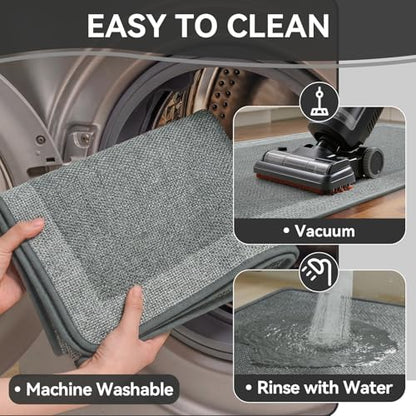 Kitchen Rugs Non Slip Rubber Backing Kitchen Mat 17"x30" Grey - color: Grey, size: 17"x30"