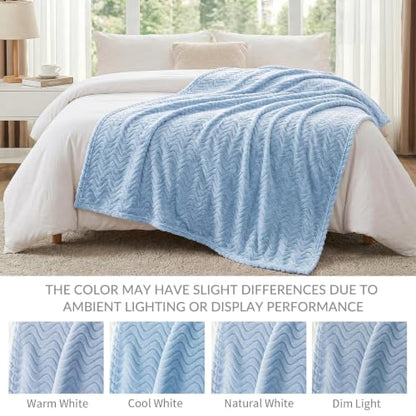 Exclusivo Mezcla Soft Fleece Blanket Twin Size for Bed, Sofa, Light Blue - color: Light Blue, size: Twin ( 90x66 IN )