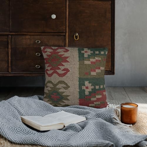 Trade Star Jute Wool Handmade Kilim Cushion Cover 18x18 Inches - color: Pattern 5