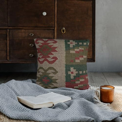 Trade Star Jute Wool Handmade Kilim Cushion Cover 18x18 Inches - color: Pattern 5