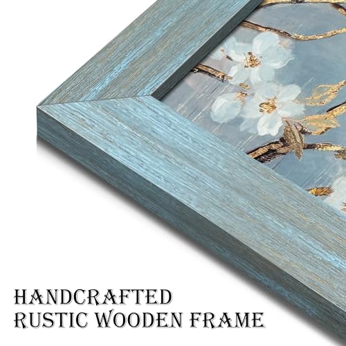TAR TAR STUDIO Gilded Birds on White Blossom Branches Wall Art, 36" Lx24 W - color: Birds on White Blossom, size: 36"L x 24"W