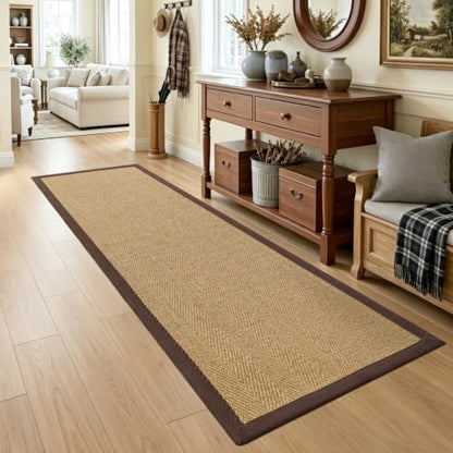DEXI Jute Runner Rug 3x10, Rug Runners for Hallways, Natural/Brown - color: Natural/Brown, size: 3' x 10' (Runner)