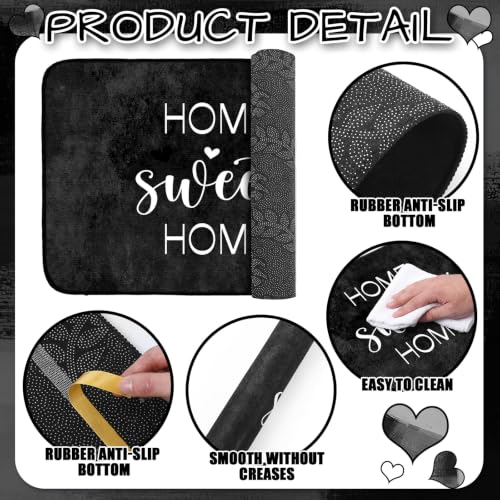 Fourluoo 3 Pcs Farmhouse Black Kitchen Rugs and Mats Set - color: Modern Black