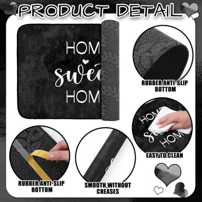 Fourluoo 3 Pcs Farmhouse Black Kitchen Rugs and Mats Set - color: Modern Black