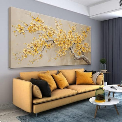 Modern Tree Of Life Wall Art Prints 24"x48" Yellow Wall Art For Bedroom - color: HX7A, size: 48"L x 24"W