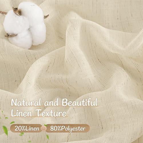 LAMIT Semi Sheer Linen Curtains 30 Inch Length for Cafe, 2 Panels, Linen - color: Linen, size: 25"W x 30"L (Pack of 2)