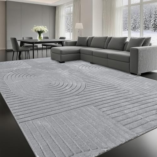 Grey Solid Area Rug 8x10, Large Washable Soft Rugs for Living Room - color: Grey, size: 8' x 10' (Rectangular)