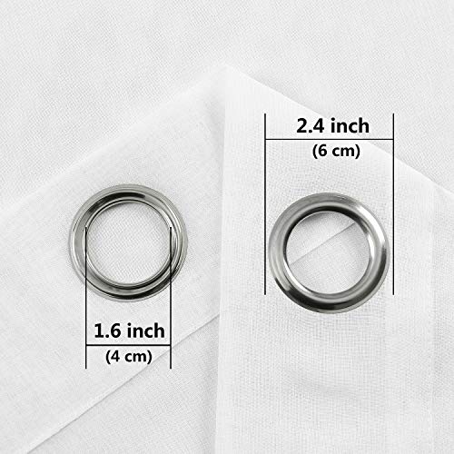 DWCN White Sheer Curtains, Grommet Top Faux Linen Look Voile Semi Transparent Solid Window Sheer Curtains Drapes for Bedroom Living Room, Set of 2 Panels 42 x 54 Inch Long, White - color: White, size: 42"W x 54"L (Pack of 2)