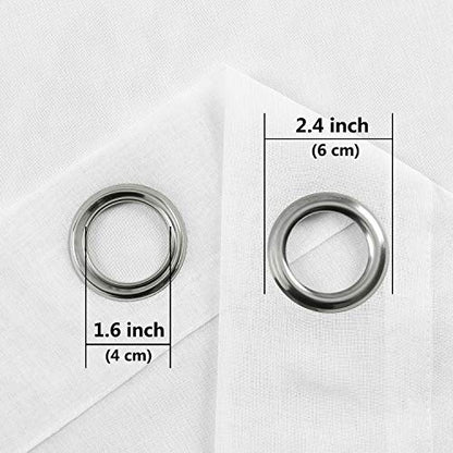 DWCN White Sheer Curtains, Grommet Top Faux Linen Look Voile Semi Transparent Solid Window Sheer Curtains Drapes for Bedroom Living Room, Set of 2 Panels 42 x 54 Inch Long, White - color: White, size: 42"W x 54"L (Pack of 2)