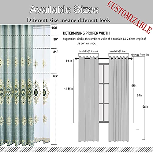 VOGOL Simple Chenille Jacquard Sheer Window Elegance Curtains/Drapes/Panels/Treatments for Bedroom Living Room, 54 x 84, Top Grommets(2 Panels) - color: Blue-sheer, size: 54"W x 84"L (Pack of 2)