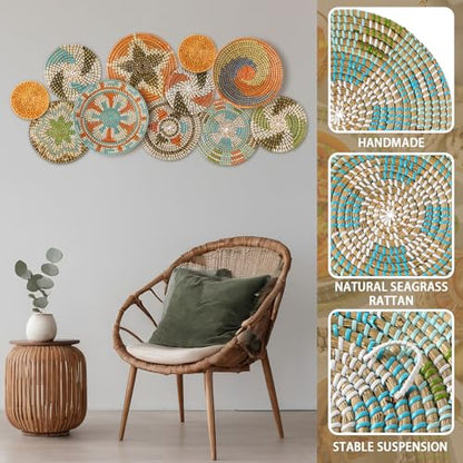 Tatuo 11 Pcs Boho Wall Basket Decor Woven Wall Hanging Art, Farmhouse - style: Farmhouse