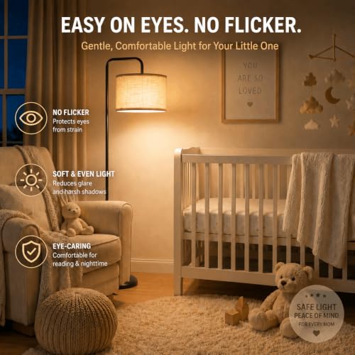 TJOY Floor Lamp, Black Standing Floor Lamp for Living Room with 3 CCT Bulb - color: Black