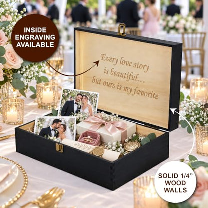 Personalized Wedding Keepsake Box, Custom Engraved Memory Box for Newlyweds - style: 10. Wedding Designs