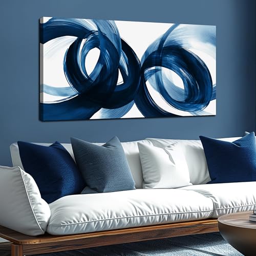 MXUNYZ Blue Abstract Art Wall Decor Minimalist Print Canvas Wall Art - color: Blue, size: 48"L x 24"W