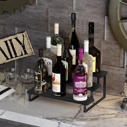 YINMIT Wooden Display Riser Stand, Tiered Perfume and Cologne Organizer Stand, 3 Tier Spice Rack Organizer, Rustic Display Shelf for Candles (3 Tier,Black) - color: 3 Tier,1 Pack,Black