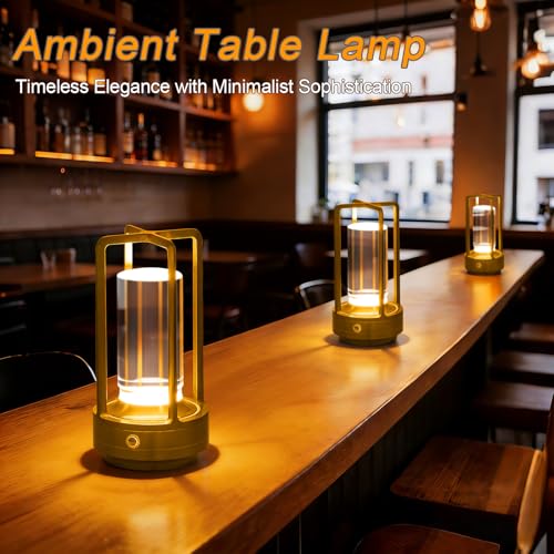 Cordless Table Lamp Rechargeable Small Crystal Lamp, Gold - color: Gold, size: 2 Pack