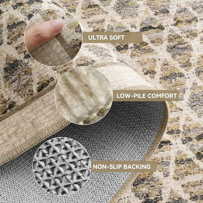 Runner Rug for Washable,Low Pile Kitchen Runner Rug,2x5ft,Beige - color: Beige, size: 2'x5'