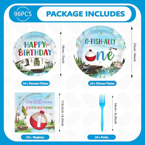 Grencian 96Pcs Ofishally One Birthday Party Decoration for Boys,Serve 24 - style: Ofishally 1st Kit