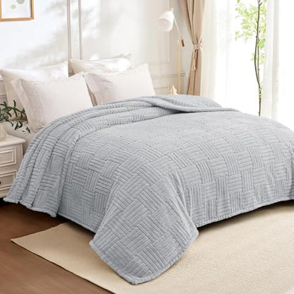 Whale Flotilla Lightweight Fleece Twin Size Blanket for Bed, Light Grey - color: Light Grey, size: Twin(60x80 Inch)