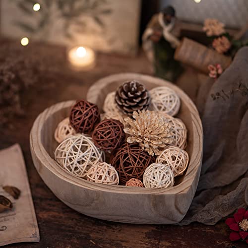 Hanobe Small 7.8" Heart Shaped Wood Decorative Key Bowl for Entryway Table - size: 10.23 inches
