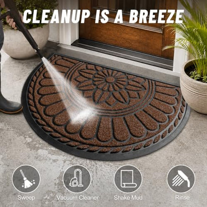 Mibao Half Round Door Mat, 47"x32", Coffee, Non-Slip Welcome Entrance - color: Coffee, size: 2'8" x 3'11" (Semicircular)
