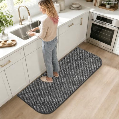 COSY HOMEER Half Moon Kitchen Rug Non-Slip Washable Kitchen Sink Mat - color: Grey, size: 24" × 48" (Semicircular)