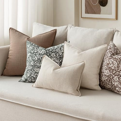 MIULEE Thick Textured Lumbar Throw Pillow Covers 20x12 Inch Natural Beige - color: Natural Beige, size: 20" x 12" (Pack of 2)