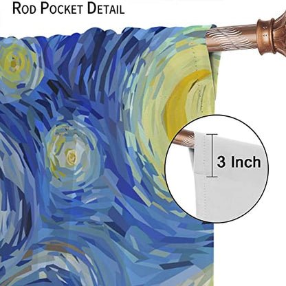 Japanese Asian Art Blackout Curtains - Blue Anime Ocean The Great Waves Fantasy Starry Sky Torii Rod Pocket Window Curtain Set Energy Saving Thermal Insulated Drapes,2 Panels 45L x 21W - color: Japanese Asian Art, size: 21"W x 45"L (Pack of 2)
