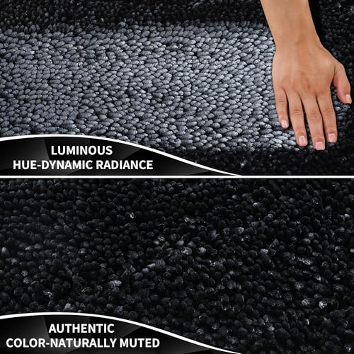 Yimobra Long Bathroom Rugs Runner 60x24 Inch, Extra Thick Soft Absorbent Chenille Bath Mat, Non Slip Machine Washable, Quick Dry Bath Rugs for Bathroom Floor, Tub and Shower, Black - color: Black, size: 60" X 24"