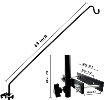 MIXXIDEA Extended Fence Deck Hook Rail Heavy Duty Bird Feeder Hook, Adjustable Plant Bracket for Bird Feeders, Planters, Suet Baskets, Lanterns, Wind Chimes and More - size: 43in Long Fence Hook-1 Pack