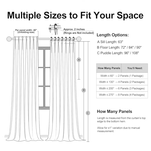 Pinch Pleated Velvet Curtains with Hooks 40x94 Inches, Blackout,Brown - color: Brown, size: 40"W x 94"L (Pack of 2)