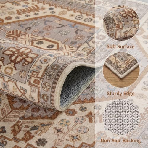 Ciicool 2x3ft Small Area Rug,Washable Boho Thin Mat for Entryway Kitchen - color: Taupe/Multi, size: 2' X 3' (Rectangular)