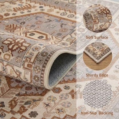 Ciicool 2x3ft Small Area Rug,Washable Boho Thin Mat for Entryway Kitchen - color: Taupe/Multi, size: 2' X 3' (Rectangular)