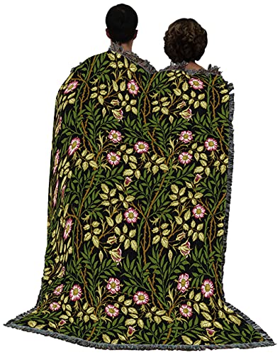 Pure Country Weavers William Morris Sweetbriar Night Blanket - Arts & Crafts - Gift Tapestry Throw Woven from Cotton - Made in the USA (72x54) - color: Night, size: Large