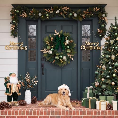 DecorbyHannah 9ft Gold Prelit Christmas Garland for Mantle with Lights - size: 9 ft