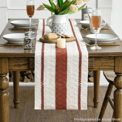 Artoid Mode Caramel Rustic Woven Table Runner 12x60 Inch - color: Caramel, size: 12" x 60", Table Runner