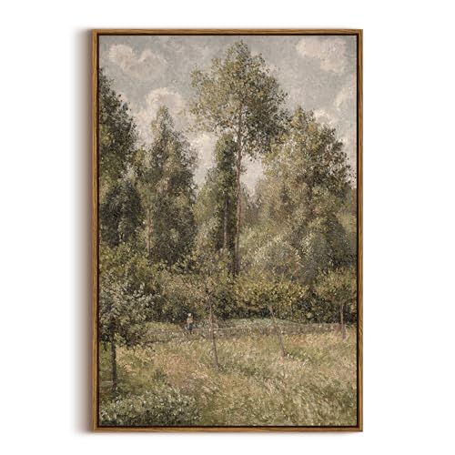 InSimSea Framed Canvas Prints Art Vintage Decor, Bushes Poplars Nature Landscape Paintings, Large Prints, Farmhouse Decor, Classical Wall Decorations for Bedroom Living Room Bathroom, 20"x30" - color: Poplars, size: 30"L x 20"W