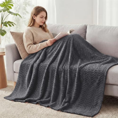 Exclusivo Mezcla Large Fleece Throw Blanket for Couch, Sofa, Dark Grey - color: Dark Grey, size: Throw ( 50x70 IN )