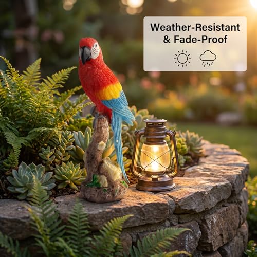 Resin Parrot Statue Fake Bird Tropical Decor Macaw Figurine - style: Black mouth